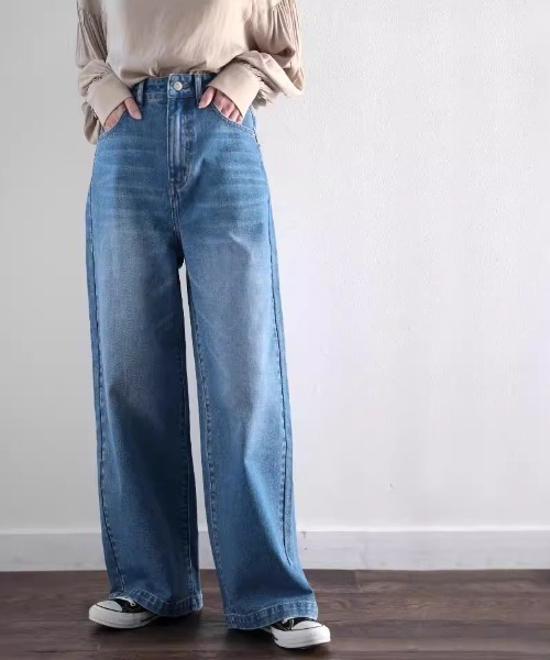 paravion（パラビオン）の「ストレートルーズデニムパンツ（デニムパンツ・レディース・ブルー・MEDIUM/SMALL）」の2枚目の写真