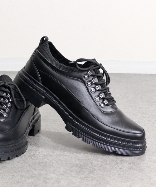 Dedes(デデス)の「Dedes /チャンキーソール マウンテンシューズ メンズ 厚底 トラックソール レースアップ ボリュームソール ゴープコア モカシン風(6374)(ドレスシューズ・メンズ・ブラック・41/42/43/44/40)」の3枚目の写真
