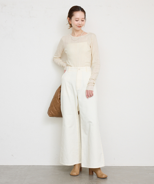 MILLER(ミラー)の「《追加3》miller/ミラー SLOBE別注 SHEER RIB クルーネック(Tシャツ/カットソー・レディース・スカイブルー/ホワイト/アイボリー・FREE)」の9枚目の写真