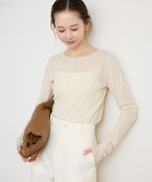 MILLER(ミラー)の「《追加3》miller/ミラー SLOBE別注 SHEER RIB クルーネック(Tシャツ/カットソー・レディース・スカイブルー/ホワイト/アイボリー・FREE)」の12枚目の写真