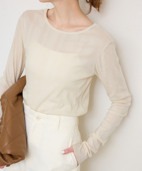 MILLER(ミラー)の「《追加3》miller/ミラー SLOBE別注 SHEER RIB クルーネック(Tシャツ/カットソー・レディース・スカイブルー/ホワイト/アイボリー・FREE)」の15枚目の写真
