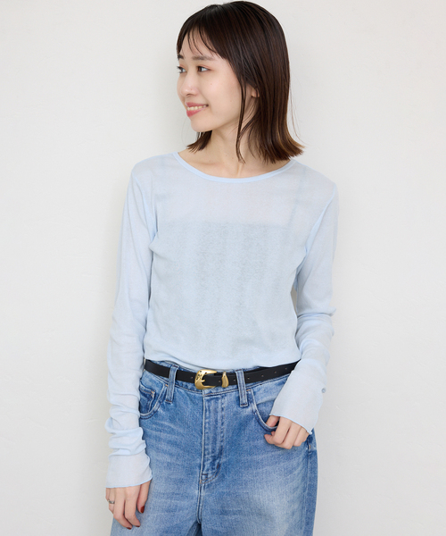 MILLER(ミラー)の「《追加3》miller/ミラー SLOBE別注 SHEER RIB クルーネック(Tシャツ/カットソー・レディース・スカイブルー/ホワイト/アイボリー・FREE)」の22枚目の写真