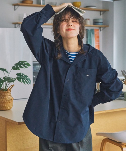 ナンバリング刺繍 オーバーサイズ フーディシャツ（シャツ/ブラウス