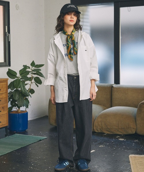 もん様オーダー ナンバリング刺繍 オーバーサイズ フーディシャツ MONO-MART LADY'S