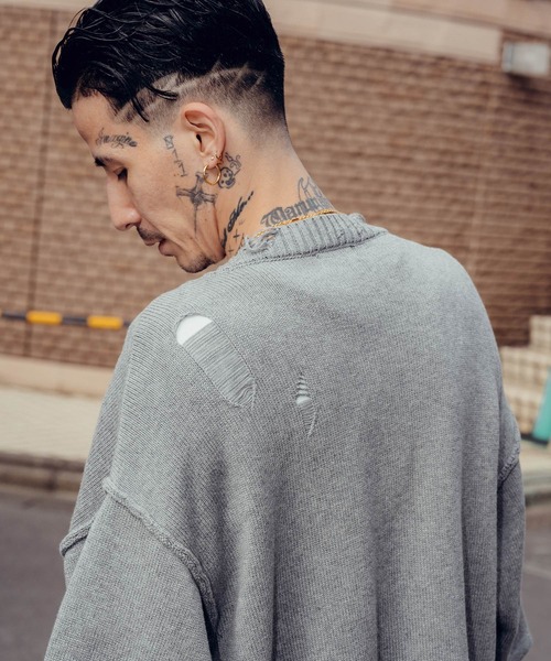 Subciety（サブサエティ）の「Damaged knit cardigan（カーディガン/ボレロ・メンズ・ブラック/オリーブ/グレー・SMALL/MEDIUM/LARGE/X-LARGE）」の12枚目の写真