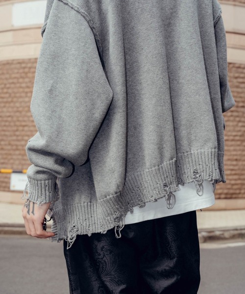 Subciety（サブサエティ）の「Damaged knit cardigan（カーディガン/ボレロ・メンズ・ブラック/オリーブ/グレー・SMALL/MEDIUM/LARGE/X-LARGE）」の13枚目の写真