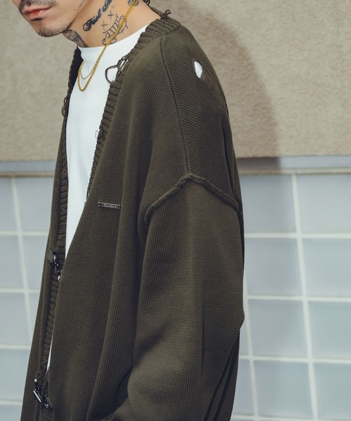 Subciety（サブサエティ）の「Damaged knit cardigan（カーディガン/ボレロ・メンズ・ブラック/オリーブ/グレー・SMALL/MEDIUM/LARGE/X-LARGE）」の22枚目の写真