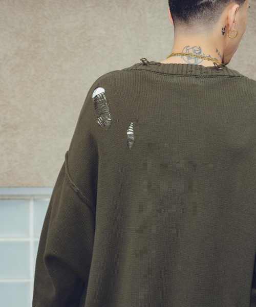 Subciety（サブサエティ）の「Damaged knit cardigan（カーディガン/ボレロ・メンズ・ブラック/オリーブ/グレー・SMALL/MEDIUM/LARGE/X-LARGE）」の20枚目の写真