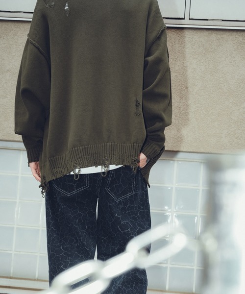 Subciety（サブサエティ）の「Damaged knit cardigan（カーディガン/ボレロ・メンズ・ブラック/オリーブ/グレー・SMALL/MEDIUM/LARGE/X-LARGE）」の21枚目の写真