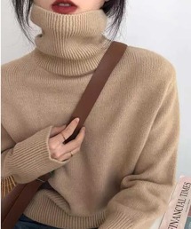 Teem Store | カラーバリエーション無地シンプルハイネックニットタートルセーター(ニット/セーター)