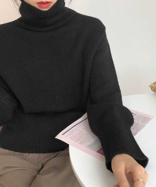 Teem Store(チームストア)の「カラーバリエーション無地シンプルハイネックニットタートルセーター(ニット/セーター・レディース・オレンジ/ブルー/グリーン/レッド/ブラック/ホワイト/ブラウン/ベージュ/パープル/カーキ・F)」の15枚目の写真
