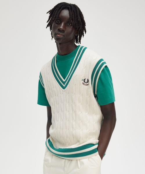 トップス FRED PERRY Cable Knit Tennis Vest FRED PERRY（フレッドペリー）の「Cable Knit Tennis Vest／テニス
