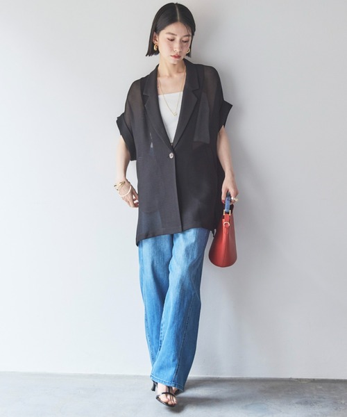 Doux archives（ドゥアルシーヴ）の「ソフトカーブデニム（デニムパンツ・レディース・ブルー/サックスブルー・36/38）」の9枚目の写真