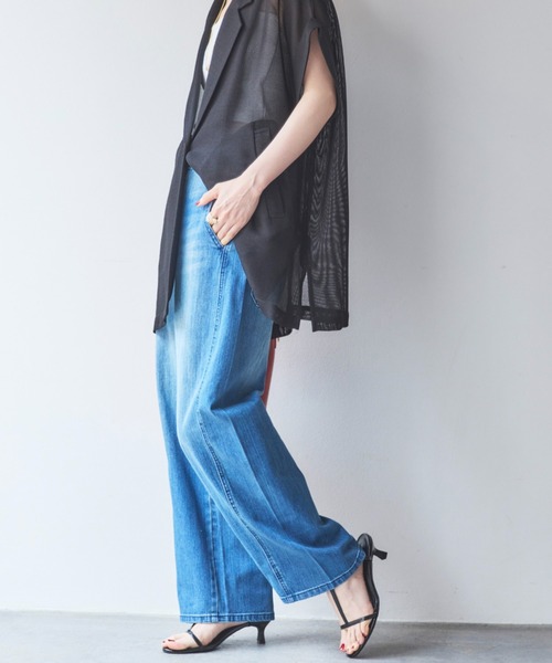 Doux archives（ドゥアルシーヴ）の「ソフトカーブデニム（デニムパンツ・レディース・ブルー/サックスブルー・36/38）」の15枚目の写真