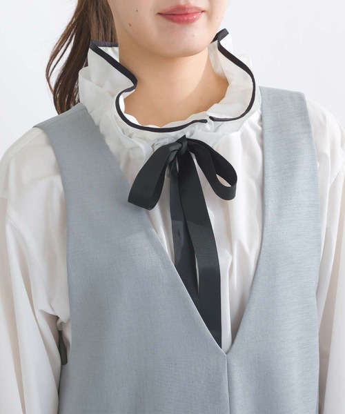 PICCIN PERLA（ピッチンペルラ）の「ポケットパール裾プリーツジャンパースカート（ジャンパースカート・レディース・ブラック/グレー・M）」の11枚目の写真