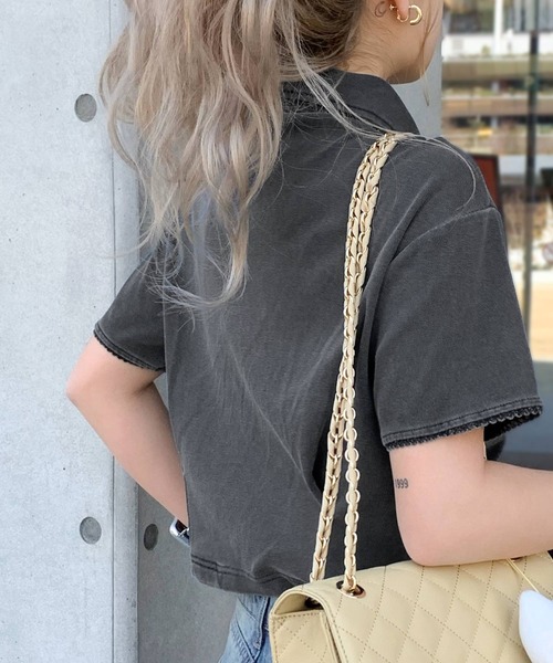 mily bilet（ミウィビレット）の「【mily bilet】デイリースタイルをワンランクアップ！ピコレース使い胸刺繍ピグメントZIPポロシャツ（ポロシャツ・レディース・アイボリー/カーキ/チャコールグレー・LARGE/MEDIUM/SMALL/X-LARGE）」の19枚目の写真