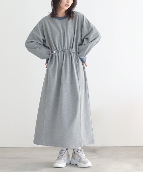 n'OrLABEL（ノアールレーベル）の「『ミニ裏毛ドロストワンピース』（ワンピース・レディース・ブラック/カーキ/杢グレー・FREE）」の3枚目の写真