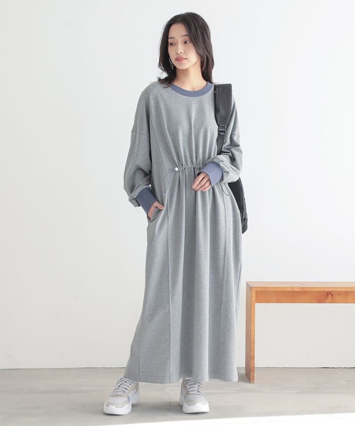 n'OrLABEL（ノアールレーベル）の「『ミニ裏毛ドロストワンピース』（ワンピース・レディース・ブラック/カーキ/杢グレー・FREE）」の8枚目の写真