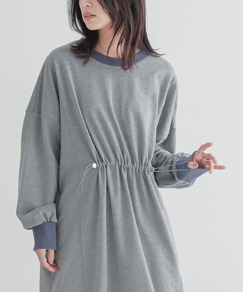 n'OrLABEL（ノアールレーベル）の「『ミニ裏毛ドロストワンピース』（ワンピース・レディース・ブラック/カーキ/杢グレー・FREE）」の13枚目の写真