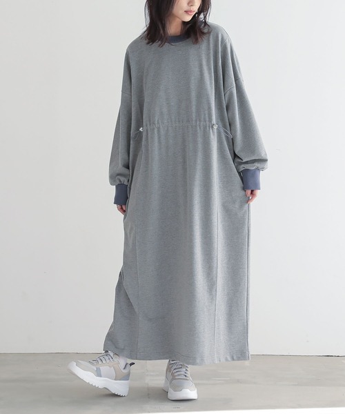 n'OrLABEL（ノアールレーベル）の「『ミニ裏毛ドロストワンピース』（ワンピース・レディース・ブラック/カーキ/杢グレー・FREE）」の6枚目の写真