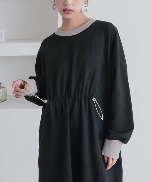 n'OrLABEL（ノアールレーベル）の「『ミニ裏毛ドロストワンピース』（ワンピース・レディース・ブラック/カーキ/杢グレー・FREE）」の18枚目の写真