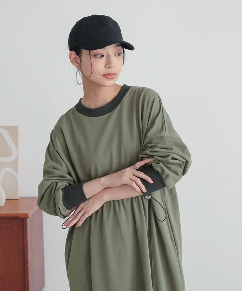 n'OrLABEL（ノアールレーベル）の「『ミニ裏毛ドロストワンピース』（ワンピース・レディース・ブラック/カーキ/杢グレー・FREE）」の19枚目の写真