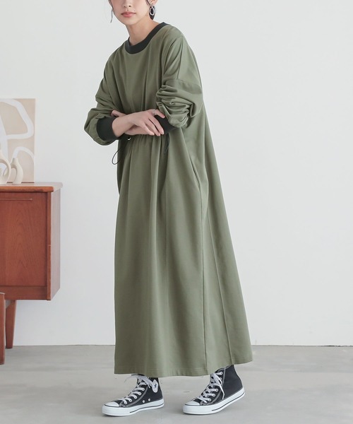 n'OrLABEL（ノアールレーベル）の「『ミニ裏毛ドロストワンピース』（ワンピース・レディース・ブラック/カーキ/杢グレー・FREE）」の22枚目の写真