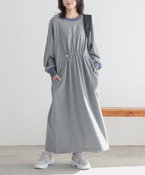 n'OrLABEL（ノアールレーベル）の「『ミニ裏毛ドロストワンピース』（ワンピース・レディース・ブラック/カーキ/杢グレー・FREE）」の9枚目の写真