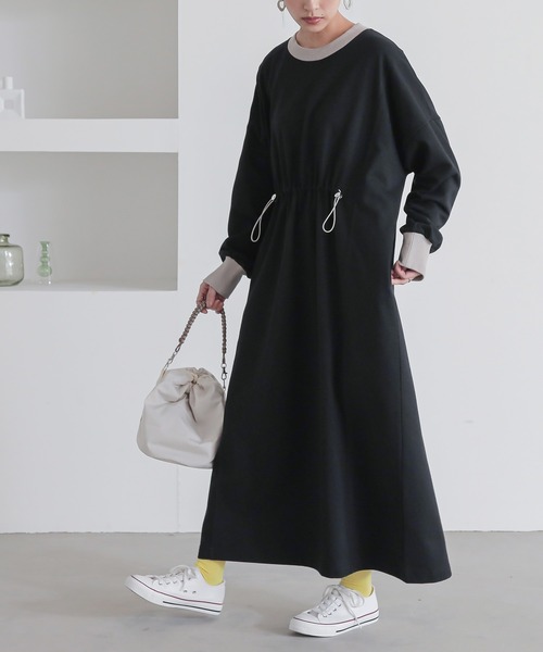 n'OrLABEL（ノアールレーベル）の「『ミニ裏毛ドロストワンピース』（ワンピース・レディース・ブラック/カーキ/杢グレー・FREE）」の14枚目の写真