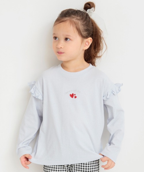 BRANSHES(ブランシェス)の「【ブランシェスmini】フリル長袖Tシャツ(Tシャツ/カットソー・キッズ・ピンク/サックスブルー/オフホワイト/チャコールグレー・100/130/90/80/110/120)」の3枚目の写真