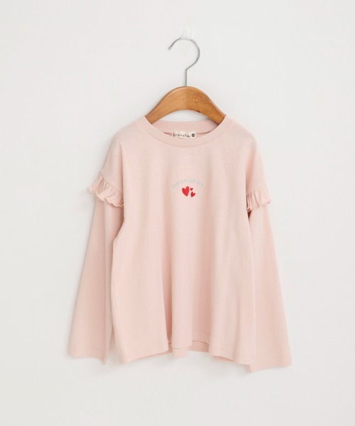 BRANSHES(ブランシェス)の「【ブランシェスmini】フリル長袖Tシャツ(Tシャツ/カットソー・キッズ・ピンク/サックスブルー/オフホワイト/チャコールグレー・100/130/90/80/110/120)」の4枚目の写真