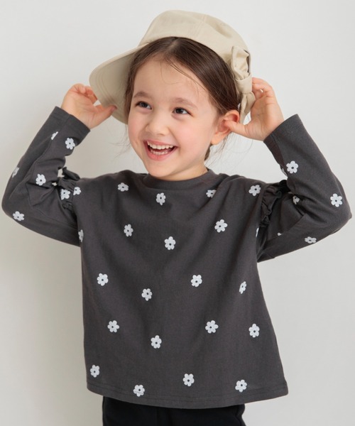 BRANSHES(ブランシェス)の「【ブランシェスmini】フリル長袖Tシャツ(Tシャツ/カットソー・キッズ・ピンク/サックスブルー/オフホワイト/チャコールグレー・100/130/90/80/110/120)」の1枚目の写真