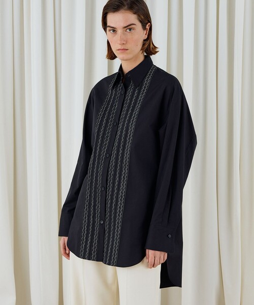 DES PRES（デ・プレ）の「スビンコットンツイル チュニックシャツ（シャツ/ブラウス・レディース・ブラック・FREE）」の3枚目の写真