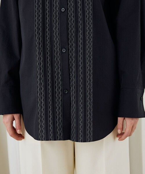 DES PRES（デ・プレ）の「スビンコットンツイル チュニックシャツ（シャツ/ブラウス・レディース・ブラック・FREE）」の8枚目の写真