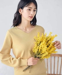【アンサンブル対応】Vネックパフスリーブラメニット