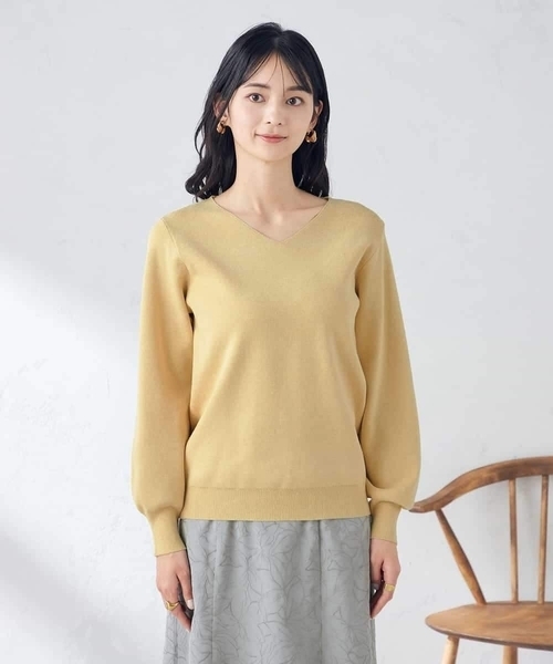 a.v.v（アーヴェヴェ）の「【アンサンブル対応】Vネックパフスリーブラメニット（ニット/セーター・レディース・クリーム/アイボリー・34/42/38/36/40）」の20枚目の写真