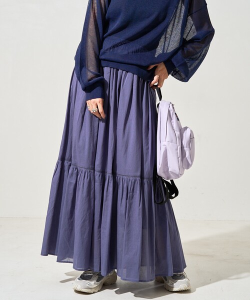 FREAK'S STORE（フリークスストア）の「限定展開　インド ティアード 切り替え スカート（スカート・レディース・レッド/ライトグレー/オフホワイト/ブラック/モカ/イエロー/ネイビー・SMALL/MEDIUM）」の5枚目の写真