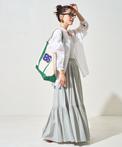 FREAK'S STORE（フリークスストア）の「限定展開　インド ティアード 切り替え スカート（スカート・レディース・レッド/ライトグレー/オフホワイト/ブラック/モカ/イエロー/ネイビー・SMALL/MEDIUM）」の3枚目の写真