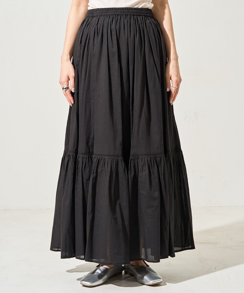 FREAK'S STORE（フリークスストア）の「限定展開　インド ティアード 切り替え スカート（スカート・レディース・レッド/ライトグレー/オフホワイト/ブラック/モカ/イエロー/ネイビー・SMALL/MEDIUM）」の8枚目の写真