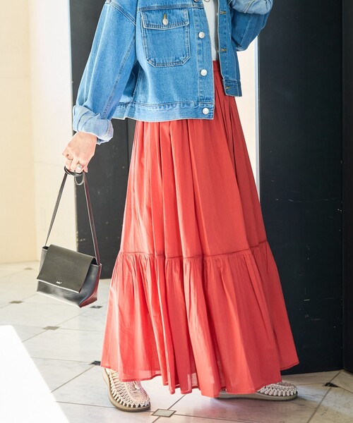 FREAK'S STORE（フリークスストア）の「限定展開　インド ティアード 切り替え スカート（スカート・レディース・レッド/ライトグレー/オフホワイト/ブラック/モカ/イエロー/ネイビー・SMALL/MEDIUM）」の16枚目の写真