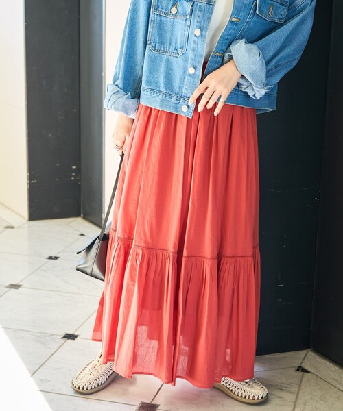 FREAK'S STORE（フリークスストア）の「限定展開　インド ティアード 切り替え スカート（スカート・レディース・レッド/ライトグレー/オフホワイト/ブラック/モカ/イエロー/ネイビー・SMALL/MEDIUM）」の20枚目の写真