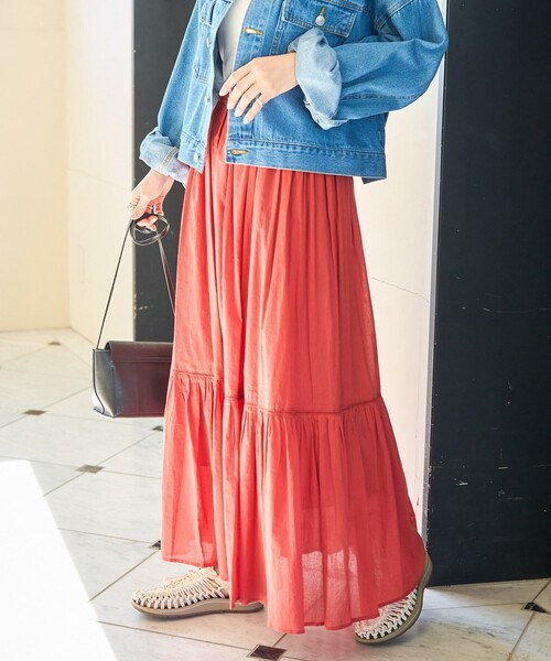 FREAK'S STORE（フリークスストア）の「限定展開　インド ティアード 切り替え スカート（スカート・レディース・レッド/ライトグレー/オフホワイト/ブラック/モカ/イエロー/ネイビー・SMALL/MEDIUM）」の21枚目の写真