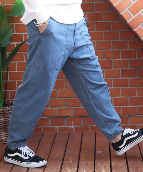 GERRY（ジェリー）の「GERRY シャンブレー・ポプリンバルーンルーズカーゴ（カーゴパンツ・メンズ・オリーブ/サックスブルー/ブラック/サンドベージュ/ブルー・SMALL/MEDIUM/LARGE/X-LARGE）」の4枚目の写真