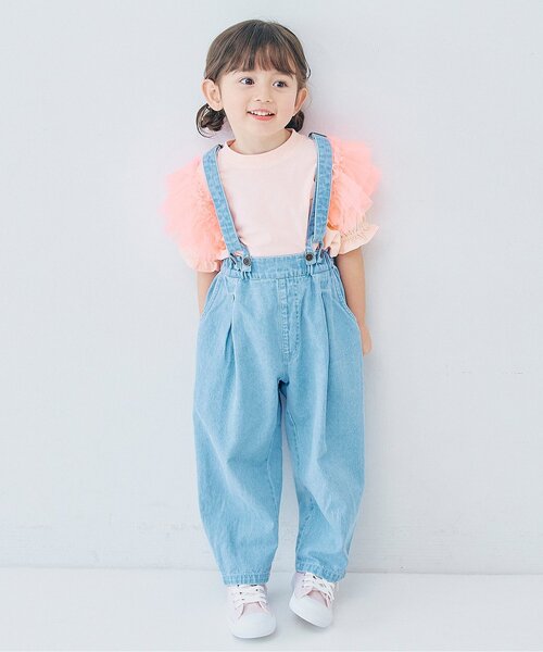 p.premier（ピードットプルミエ）の「【ジュニア対応】ボリュームチュールパフスリーブ半袖Tシャツ（Tシャツ/カットソー・キッズ・オレンジ/チャコール/ピンク/オフホワイト・120/110/100/90/80/140/130）」の13枚目の写真