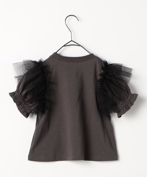 p.premier（ピードットプルミエ）の「【ジュニア対応】ボリュームチュールパフスリーブ半袖Tシャツ（Tシャツ/カットソー・キッズ・オレンジ/チャコール/ピンク/オフホワイト・120/110/100/90/80/140/130）」の20枚目の写真