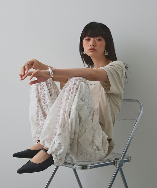 ELLEgirl(エルガール)の「レースカーゴパンツ【ELLEgirl/エルガール】(カーゴパンツ・レディース・ホワイト/ブラック・FREE)」の12枚目の写真