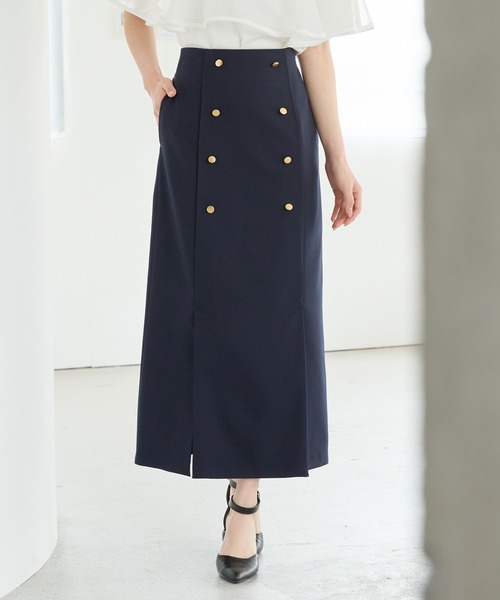 Andemiu(アンデミュウ)の「マリンIラインスカート325590(スカート・レディース・ライトベージュ/ネイビー/ライトカーキ・SMALL/MEDIUM)」の1枚目の写真