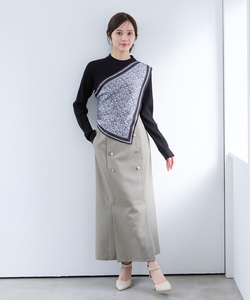 Andemiu(アンデミュウ)の「マリンIラインスカート325590(スカート・レディース・ライトベージュ/ネイビー/ライトカーキ・SMALL/MEDIUM)」の6枚目の写真