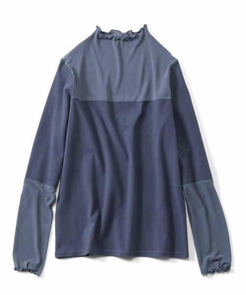 IEDIT(イディット)の「IEDIT 重ね着に大活躍!綿混素材の身ごろが心地よい部分シアートップス(Tシャツ/カットソー・レディース・ブラック/ブルーグレー/ホワイト・S/M/L/LL/3L/4L)」の3枚目の写真