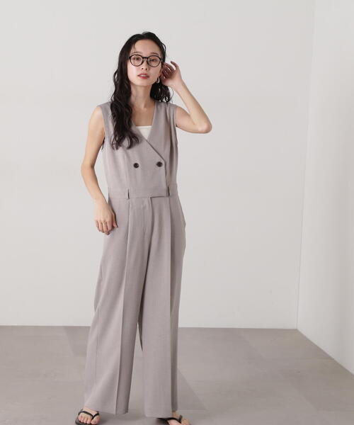 N.(N. Natural Beauty Basic)(エヌエヌナチュラルビューティーベーシック)の「【PS/低身長サイズ】Vカラーダブルオールインワン(サロペット/オーバーオール・レディース・ブラウン/グレー/チャコールグレー・MEDIUM/SMALL/P/S)」の22枚目の写真